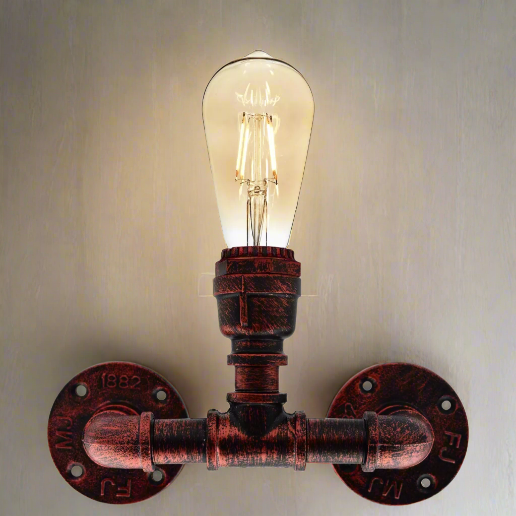 Industrial Sconce One Head Loft Water Pipe Steampunk Wall Light~2132-0