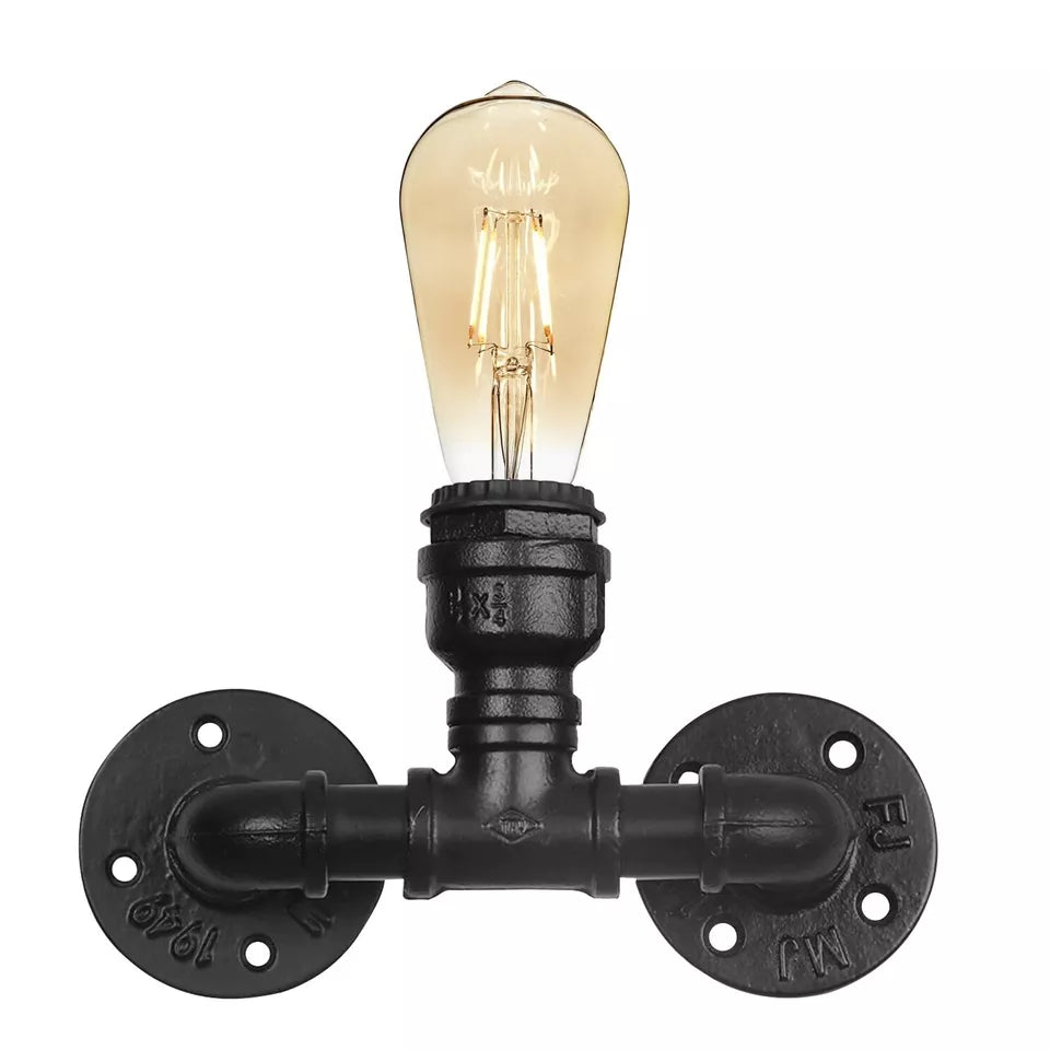 Industrial Sconce One Head Loft Water Pipe Steampunk Wall Light~2132-5