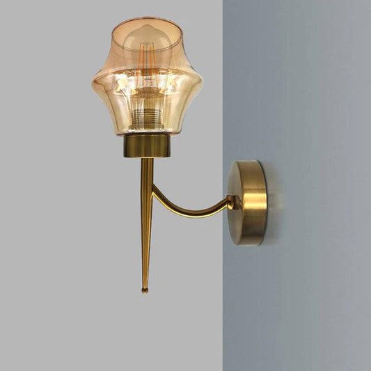 Modern Amber Glass wall light Copper Plate E27 Base wall lamp~4903-0