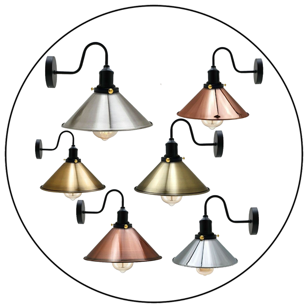 Vintage Industrial Metal Cone Shade Lighting Indoor Wall Sconce Light Fittings~3389-4