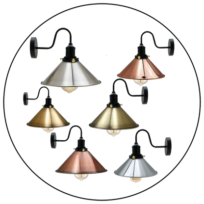 Vintage Industrial Metal Cone Shade Lighting Indoor Wall Sconce Light Fittings~3389-4